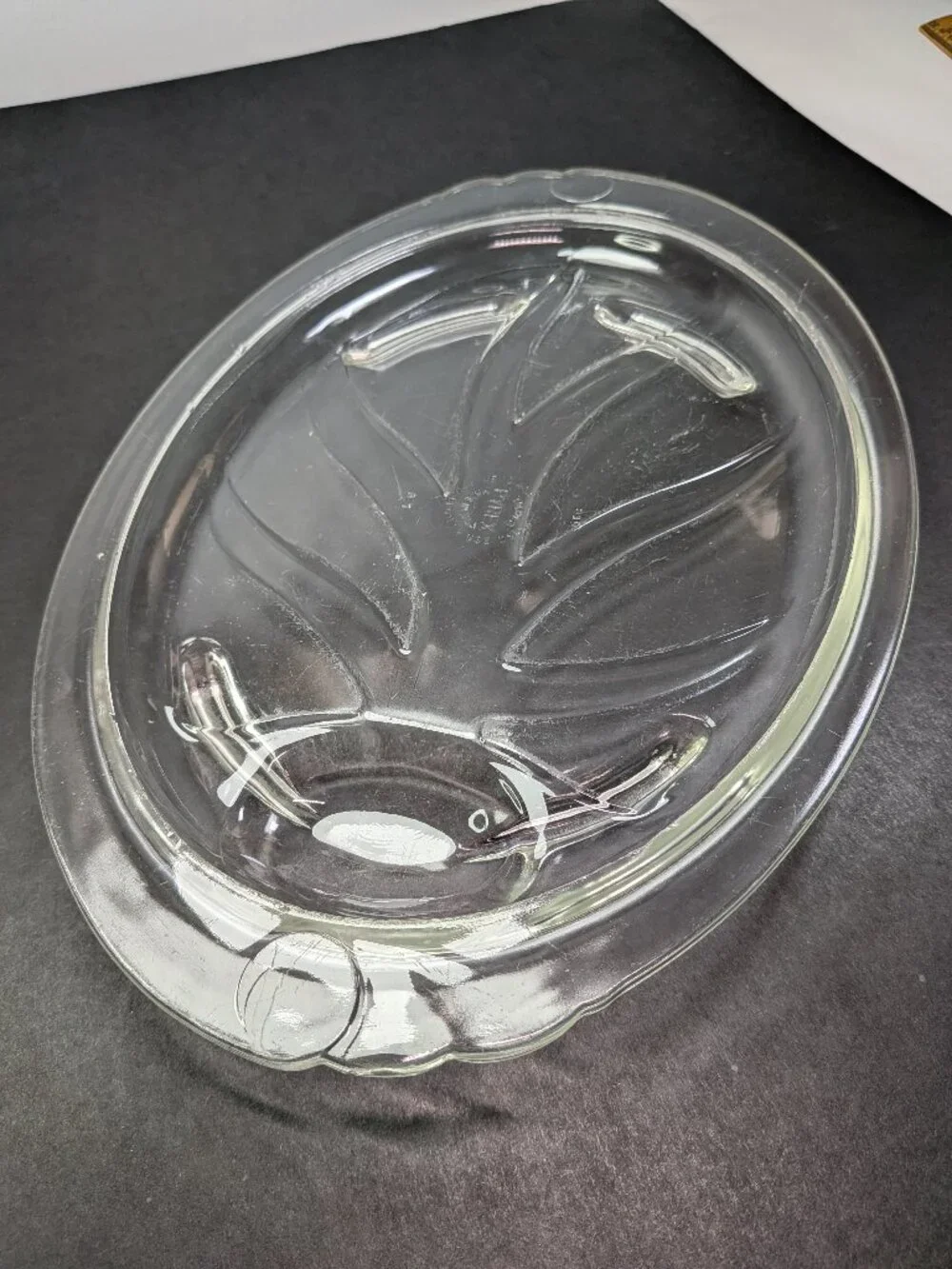 Vintage Pyrex 815 Clear Glass Tree of Life Meat Platter 14.5